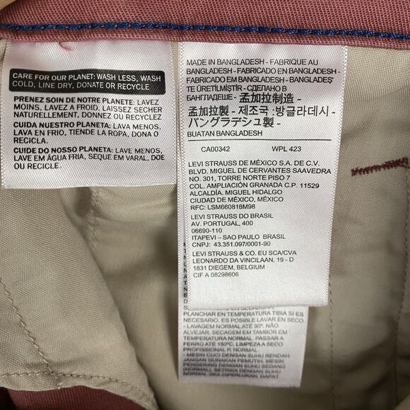 Levis Standard Taper XX Chino Flat Front Pant Pink Red Men 36 x 32 New - Picture 6 of 8